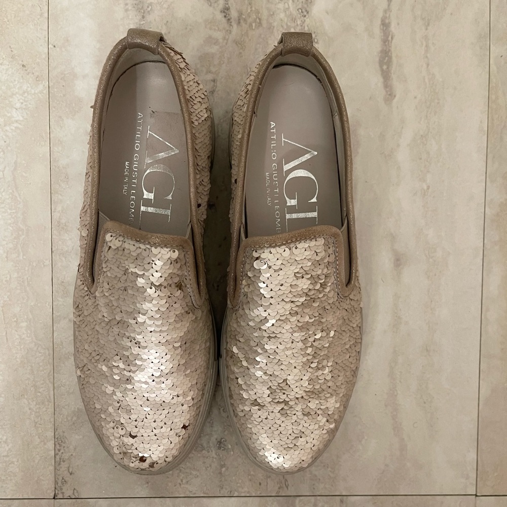 Women’s Reversible Sequin Slip-on Sneakers Shoes By AGL Size 7.